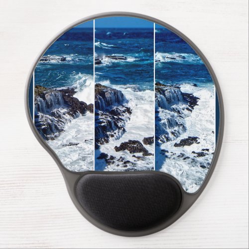 Triptych Of Crashing Waves On Rocks Gel Mouse Pad