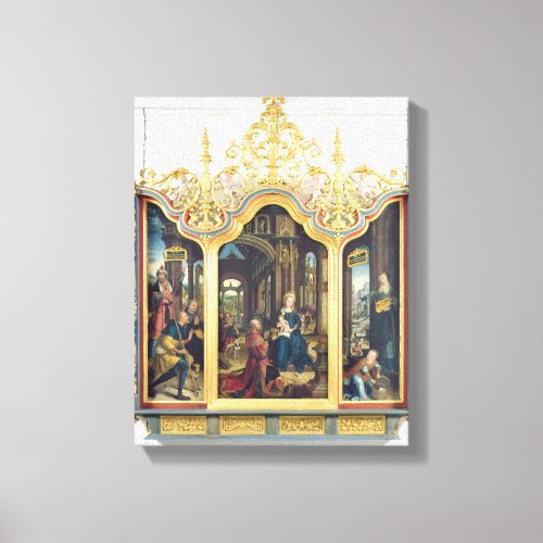 Triptych of the Adoration of the Infant Christ Canvas Print