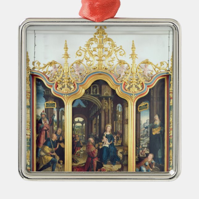 Triptych of the Adoration of the Infant Christ Metal Ornament (Front)