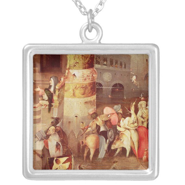 Triptych of the Temptation of St. Anthony Silver Plated Necklace (Front)