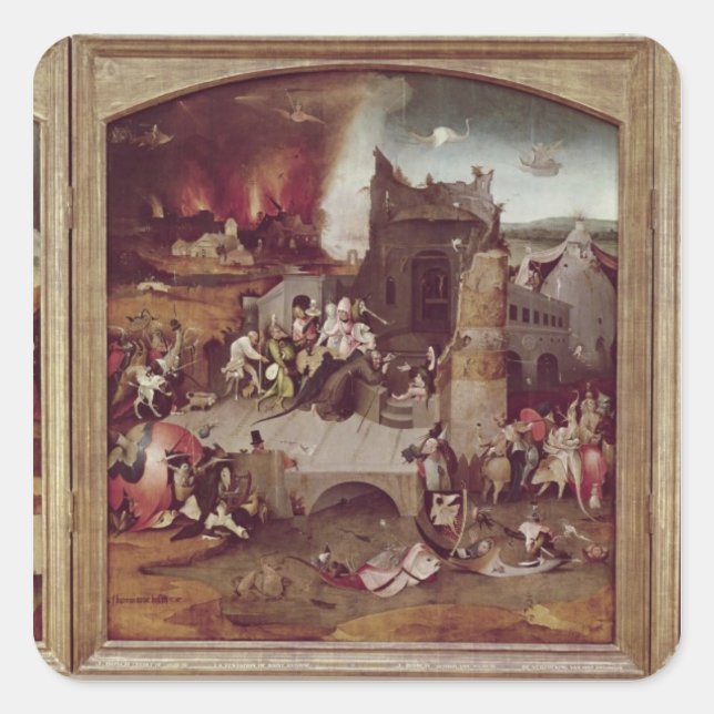 Triptych of the Temptation of St. Anthony Square Sticker (Front)