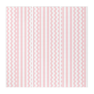 Triptych Pink & White Stripe Square
