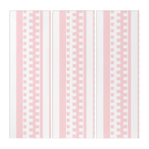 Triptych Pink & White Stripe Square