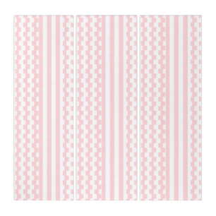 Triptych Pink & White Stripe Square