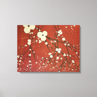 Triptych Red Wall Art Modern Flowers Japanese