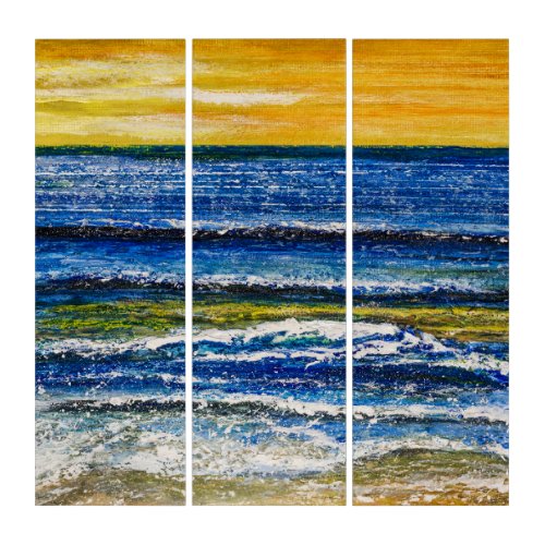 Triptych - Seaside Sunset And Sea Waves