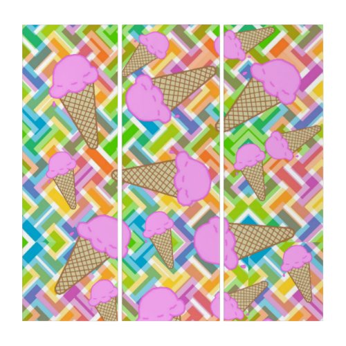 Triptych Strawberry Ice Cream Chevron