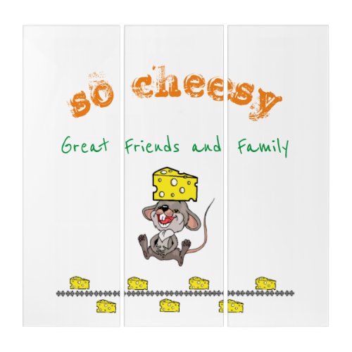 Triptych Wall Art Cheese Mouse Family Friends 