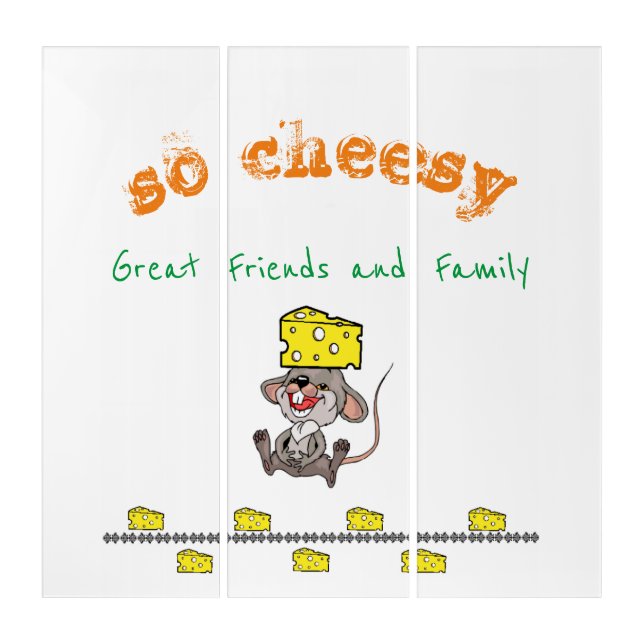 Triptych Wall Art Cheese Mouse Family Friends  (Front)
