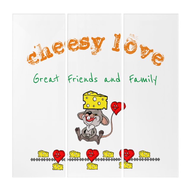 Triptych Wall Art Cheesy Love Family Friends  (Front)