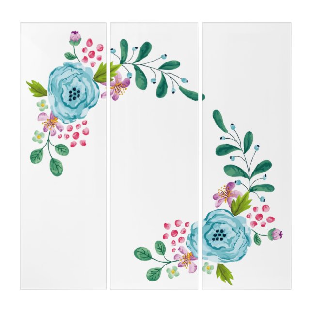 Triptych Wall Art Floral Flowers  (Front)