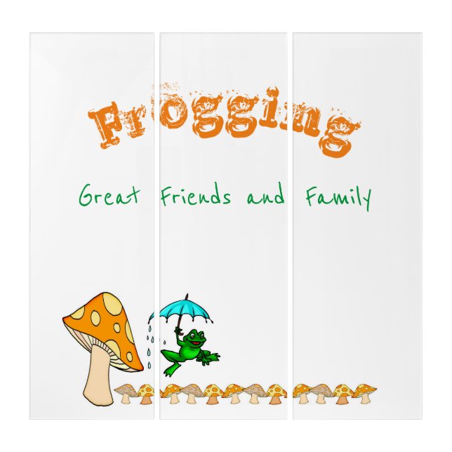 Triptych Wall Art Frog Mushroom Family Friends  (Front)