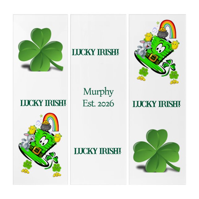 Triptych Wall Art Happy St. Patrick's Day Clover  (Front)