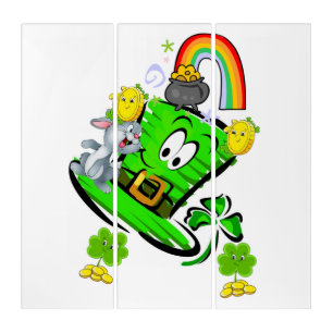 Triptych Wall Art Happy St. Patrick's Day Rabbit