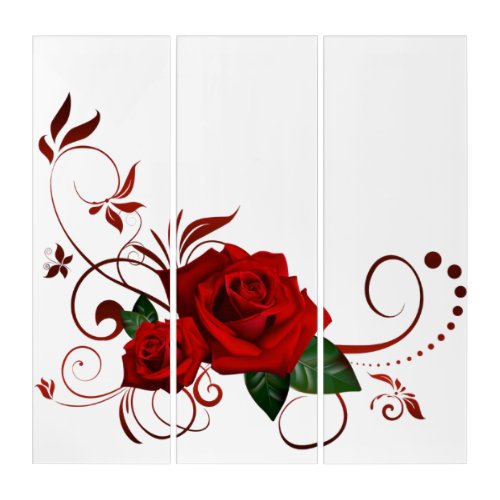 Triptych Wall Art Red Rose Simplicity