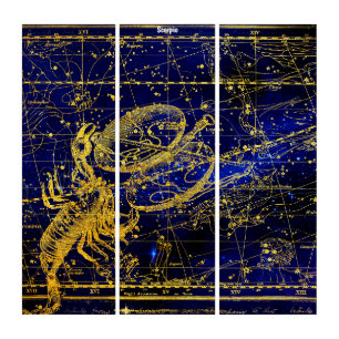 Triptych Wall Art Scorpio Constellation