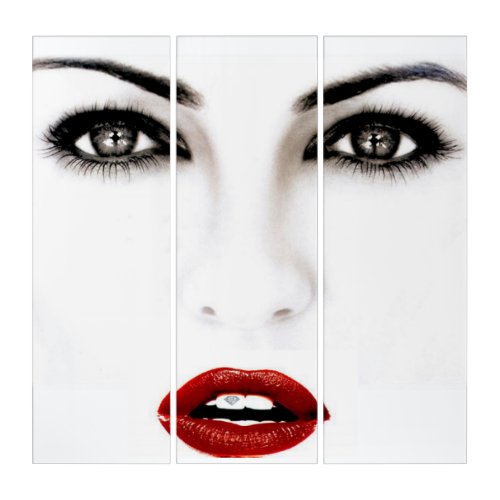 Triptych Women's Face Red Lipstick