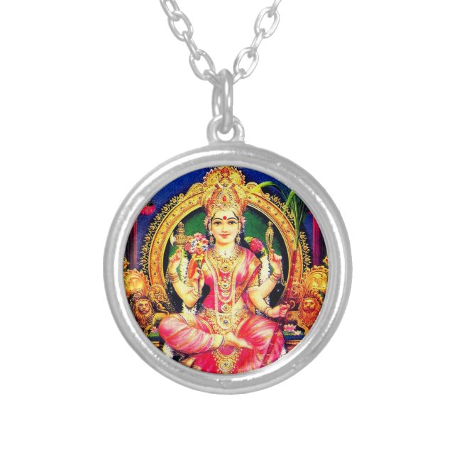 Tripura Sundari (Lalita) Silver Plated Necklace (Front)