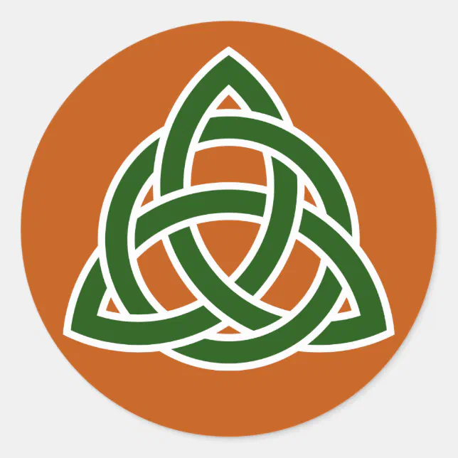 Triquet Celtic Knot (green and white) Classic Round Sticker | Zazzle