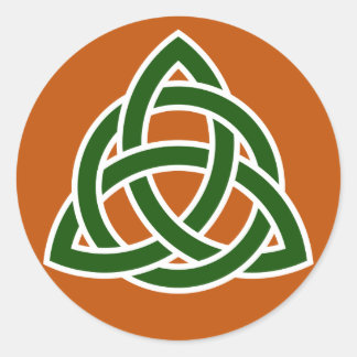 Triquet Celtic Knot (green and white) Classic Round Sticker