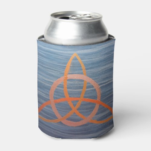 Triquetra Abstract  Blue Gold Celtic Trinity Knot Can Cooler