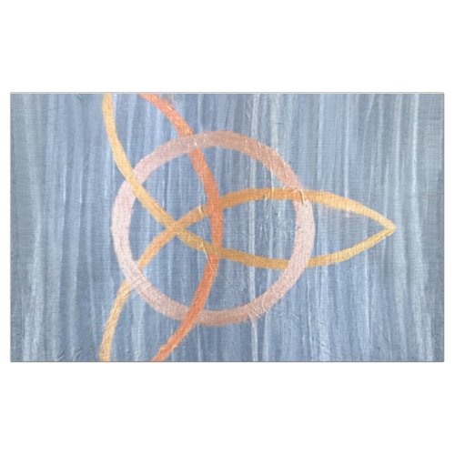 Triquetra Abstract  Blue Gold Celtic Trinity Knot Fabric