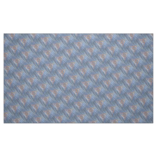 Triquetra Abstract  Blue Gold Celtic Trinity Knot Fabric