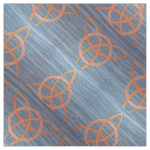Triquetra Abstract  Blue Gold Celtic Trinity Knot Fabric