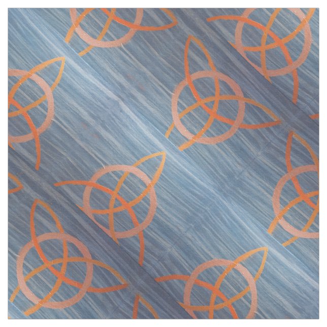 Triquetra Abstract | Blue Gold Celtic Trinity Knot Fabric (Swatch)