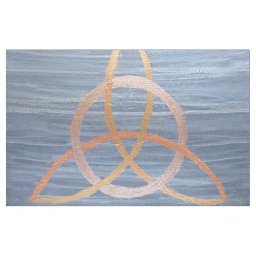 Triquetra Abstract  Blue Gold Celtic Trinity Knot Fabric