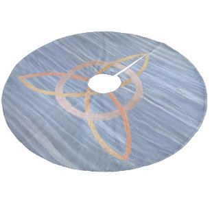 Triquetra Abstract Blue Gold Celtic Trinity Knot Fleece Tree Skirt