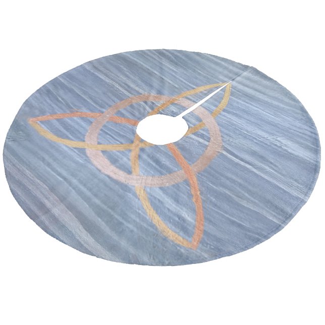 Triquetra Abstract | Blue Gold Celtic Trinity Knot Fleece Tree Skirt (Angled)