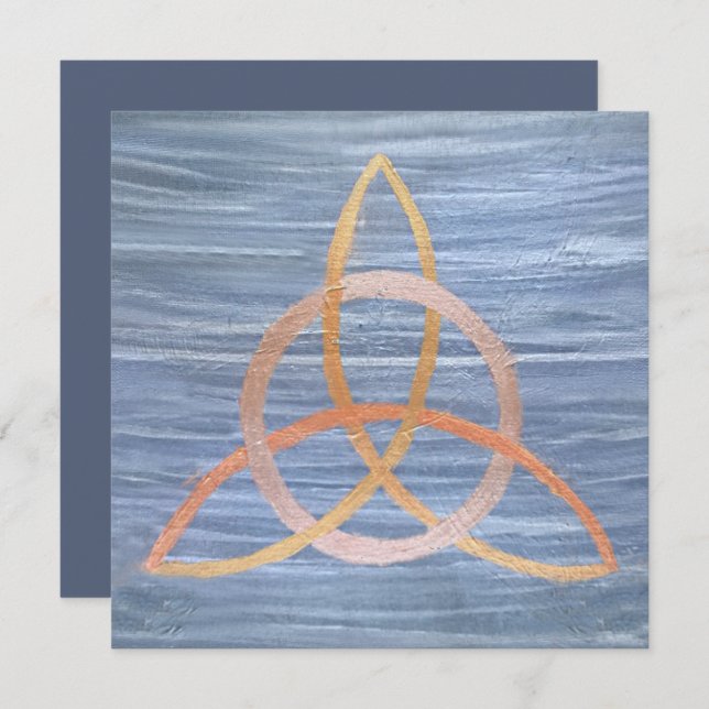 Triquetra Abstract | Blue Gold Celtic Trinity Knot Invitation (Front/Back)