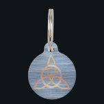 Triquetra Abstract | Blue Gold Celtic Trinity Knot Pet Name Tag<br><div class="desc">#abstractart Cute and girly modern contemporary abstract hand-painted faux metallic gold and bronze triquetra celtic trinity knot on dusty slate blue and silver mixed medium background that adds the perfect pop of color and personal style. ALL RIGHTS RESERVED!! By Fharrynland / Fharryn / Tracie MacDonald. For matching products, please visit...</div>