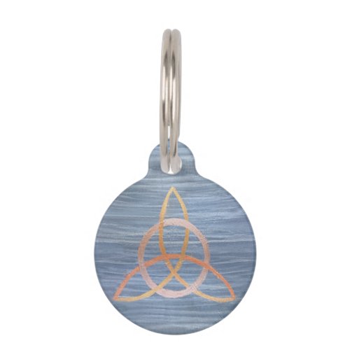 Triquetra Abstract  Blue Gold Celtic Trinity Knot Pet Name Tag