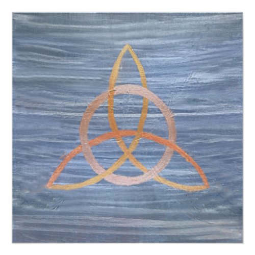 Triquetra Abstract  Blue Gold Celtic Trinity Knot Poster