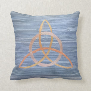 Triquetra Abstract Blue Gold Celtic Trinity Knot Throw Pillow