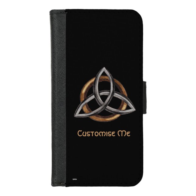 Triquetra (Brown/Silver) iPhone Wallet Case (Front)