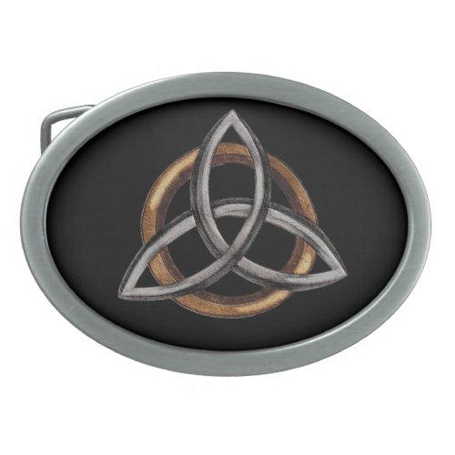 Triquetra BrownSilver Oval Belt Buckle