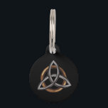 Triquetra (Brown/Silver) Pet Name Tag<br><div class="desc">Triquetra (pronounced /traɪˈkwɛtrə/) is a noun derived from the Latin tri- ("three") and quetrus ("cornered"). Its original meaning was simply "triangle". Nowadays, it has come to refer exclusively to this more complicated shape: formed of three vesicae piscis, often with an added circle (as seen here). Much like its predecessor: the...</div>