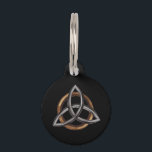 Triquetra (Brown/Silver) Pet Name Tag<br><div class="desc">Triquetra (pronounced /traɪˈkwɛtrə/) is a noun derived from the Latin tri- ("three") and quetrus ("cornered"). Its original meaning was simply "triangle". Nowadays, it has come to refer exclusively to this more complicated shape: formed of three vesicae piscis, often with an added circle (as seen here). Much like its predecessor: the...</div>