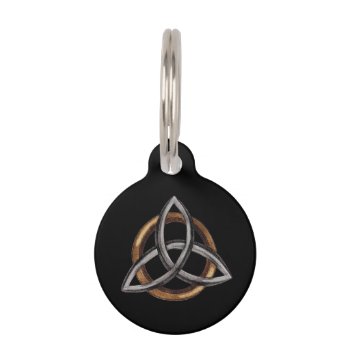 Triquetra (brown/silver) Pet Name Tag by Lace9lives at Zazzle