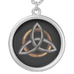 Triquetra (brown/silver) Silver Plated Necklace at Zazzle