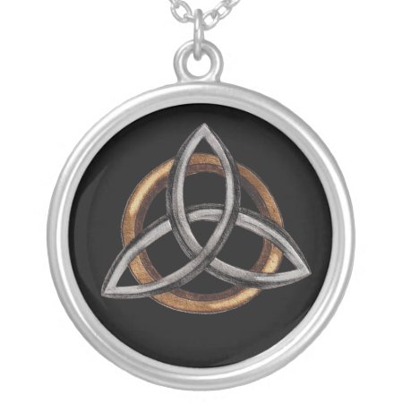 Triquetra (brown/silver) Silver Plated Necklace