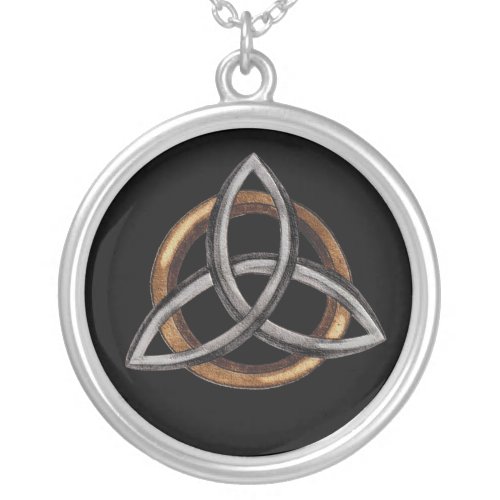 Triquetra BrownSilver Silver Plated Necklace