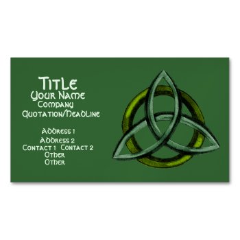Triquetra (green) Business Card Magnet by Lace9lives at Zazzle