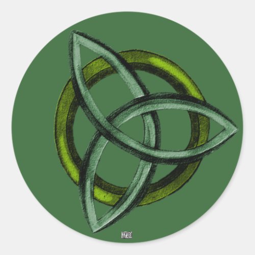 Triquetra Green Classic Round Sticker