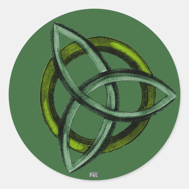 Triquetra (Green) Classic Round Sticker (Front)