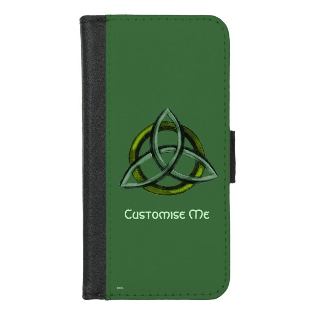 Triquetra (Green) iPhone Wallet Case (Front)