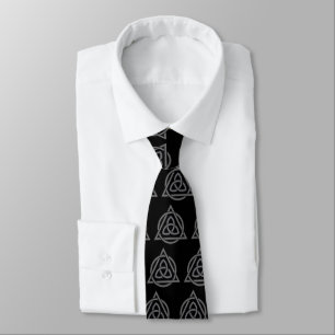 Triquetra Interlaced Triangle Circle {Black} Neck Tie